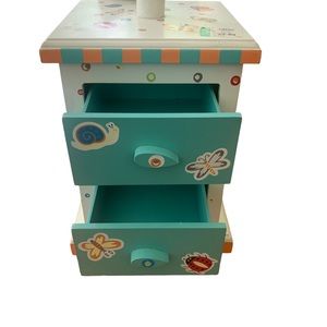 Ashley Child's Bedroom Lamp Wood Two Pull Out Drawers Butterflies Bugs NWT